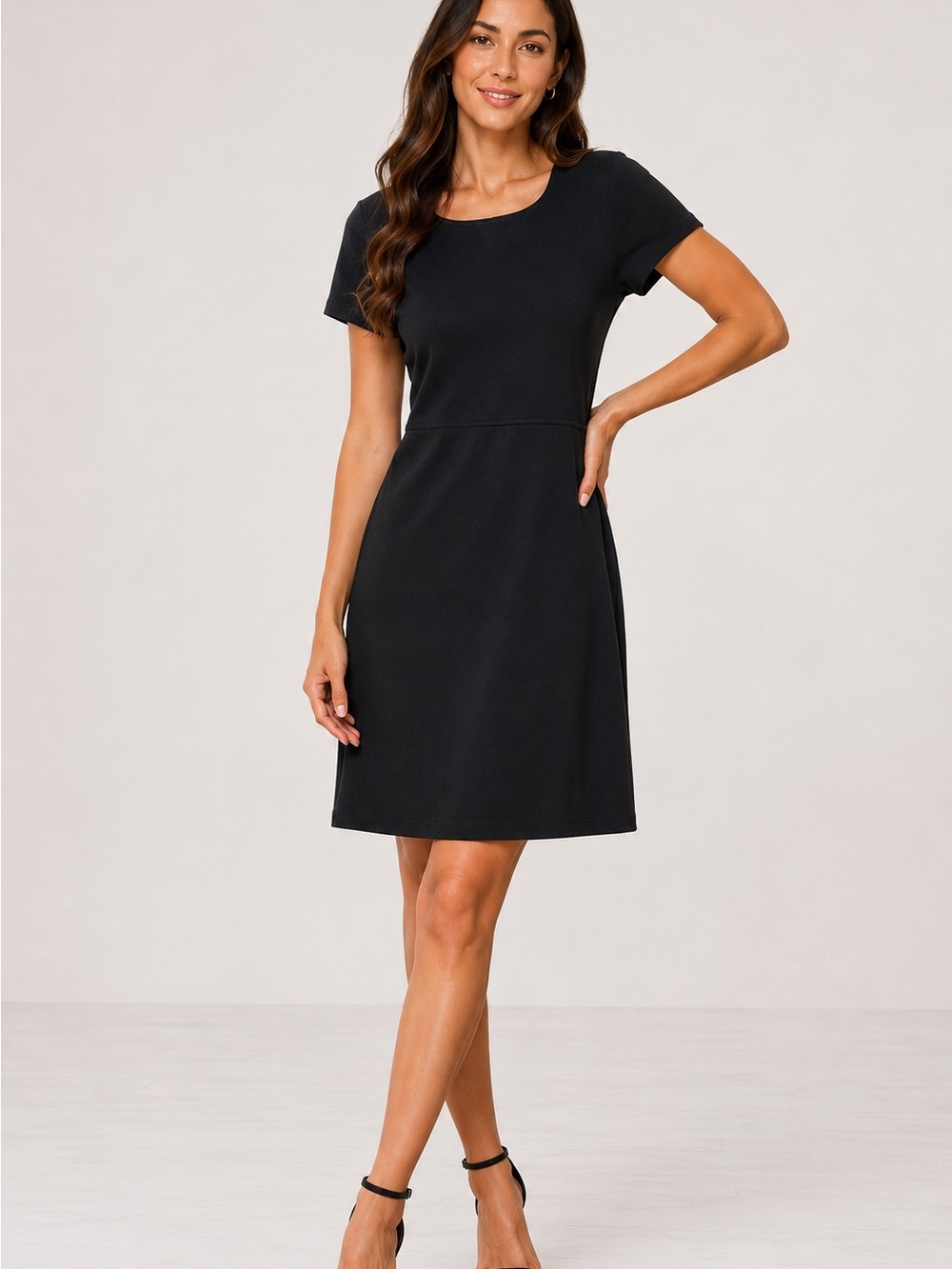 Everlane Cotton 100% Black Short-Sleeve A-Line Mini Dress